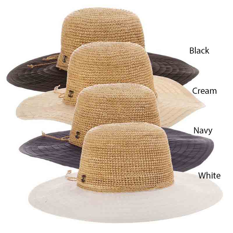 Raffia Crown Ribbon Brim Floppy Sun Hat - John Callanan Wide Brim Sun Hat Callanan Hats cr328bk Black Medium (57 cm) 