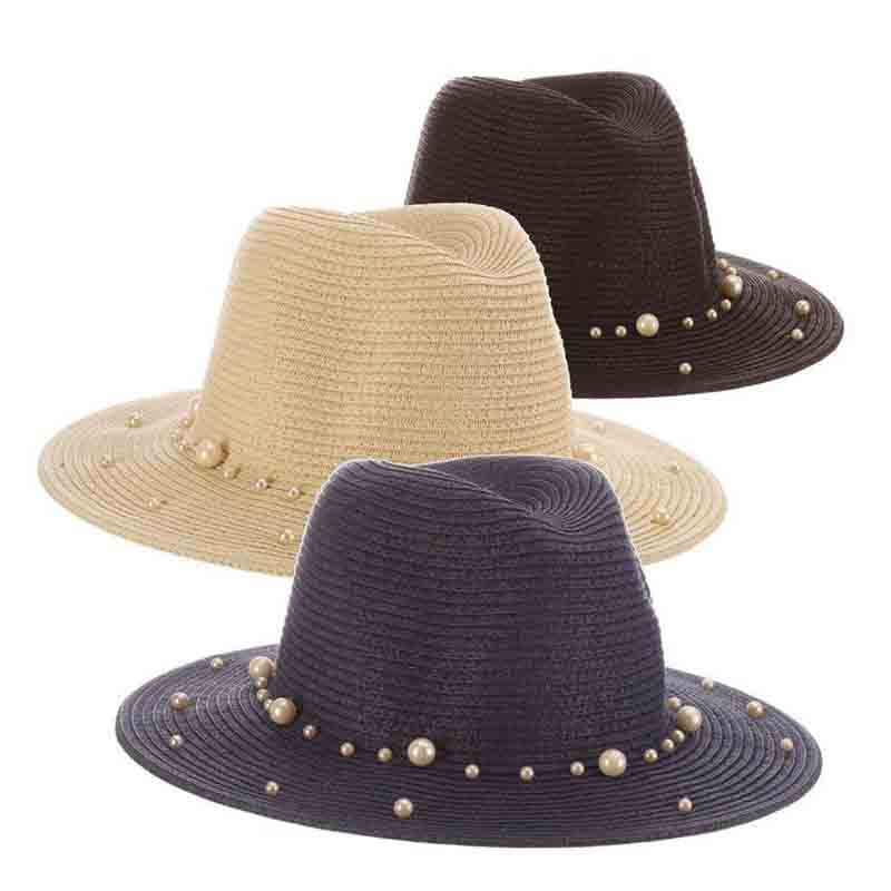Straw Safari Hat with Pearls - The Pearls Collection Safari Hat Dorfman Hat Co.    