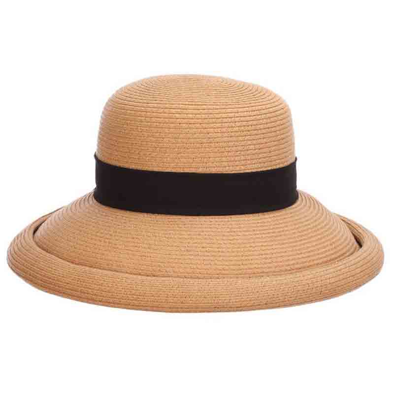 Rolled Brim Sun Hat with Chiffon Bow - Callanan Handmade Hats Wide Brim Hat Callanan Hats    