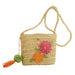 Cornhusk Cross Body Bag with Flower Embroidery - Cappelli Straworld Bags Cappelli Straworld bag1148 Fuchsia / Orange  