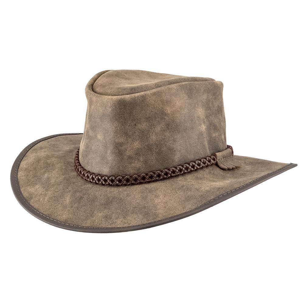 Head'n Home Crusher Outback Leather Hat up to 3XL- Bomber Brown Safari Hat Head'N'Home Hats