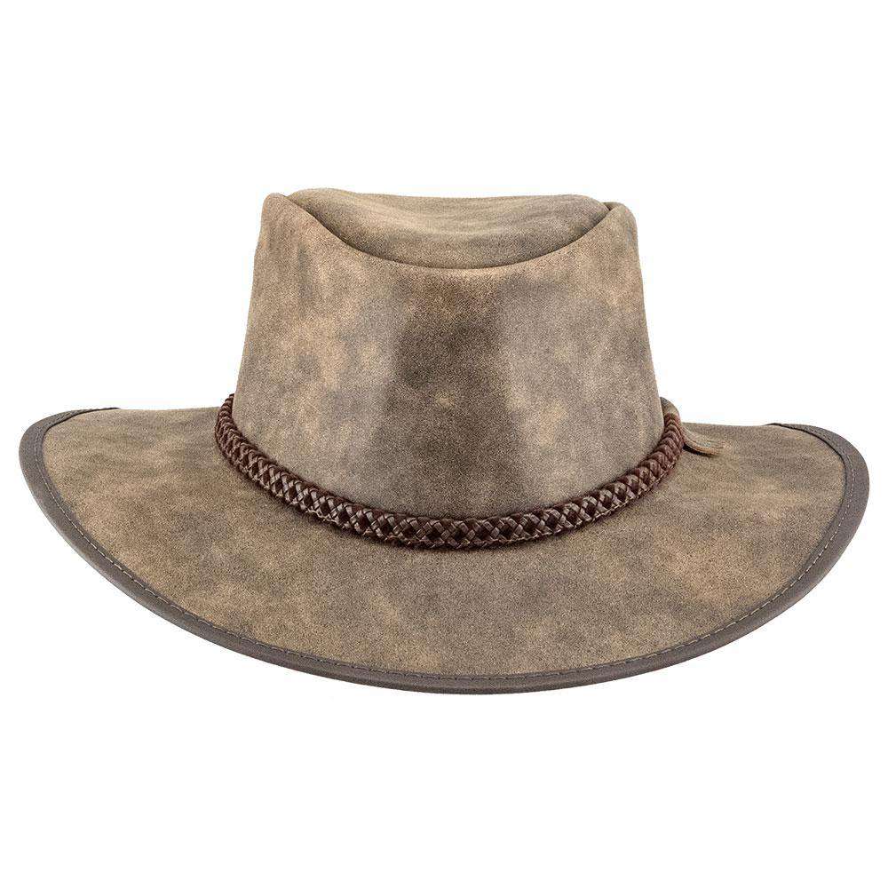 Head'n Home Crusher Outback Leather Hat up to 3XL- Bomber Brown Safari Hat Head'N'Home Hats