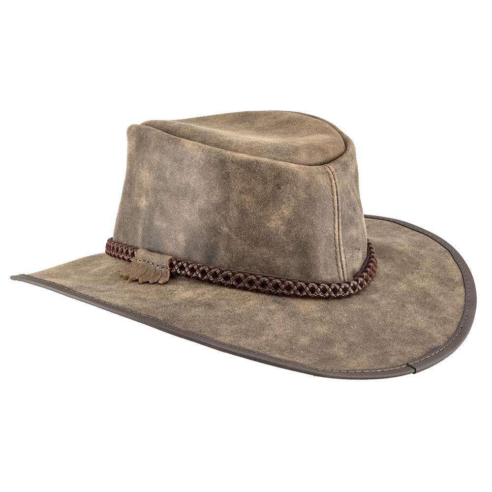 Head'n Home Crusher Outback Leather Hat up to 3XL- Bomber Brown Safari Hat Head'N'Home Hats