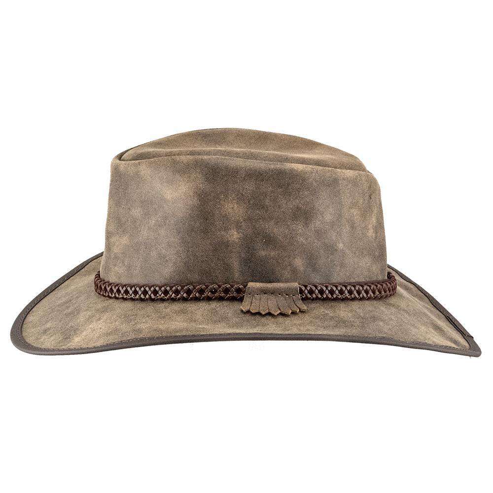 Head'n Home Crusher Outback Leather Hat up to 3XL- Bomber Brown Safari Hat Head'N'Home Hats