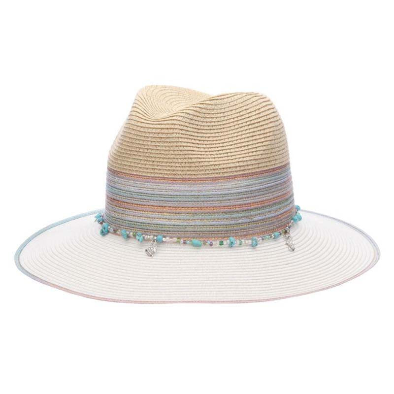 Iridescent Rainbow Trim Safari Hat - Cappelli Straworld Safari Hat Cappelli Straworld csw365 White Medium (57 cm)