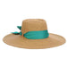 Gaucho Straw Summer Hat with Wide Ribbon Band - Cappelli Straworld Bolero Hat Cappelli Straworld CSW368gn Green Medium (57 cm) 