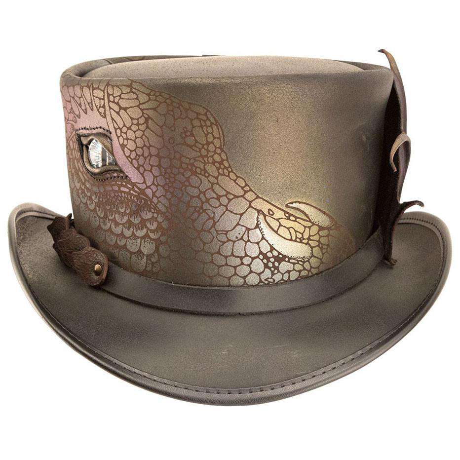 Draco Leather Top Hat - Steampunk Hatter USA — SetarTrading Hats display picture 1