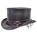 El Dorado Leather Top Hat with SR2 Band, Black - VooDoo Hatter, Top Hat - SetarTrading Hats 