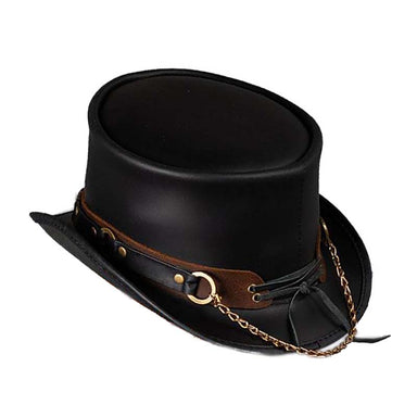 El Dorado Leather Top Hat with SR2 Band, Black - VooDoo Hatter Top Hat Head'N'Home Hats    