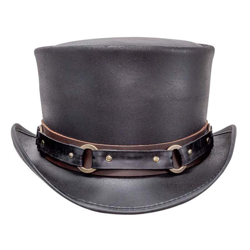 El Dorado Leather Top Hat with SR2 Band, Black - VooDoo Hatter