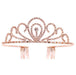 Elegant Curve Rhinestones Studded Rose Gold Tiara Headband Something Special LA hty8743rg Rose Gold  