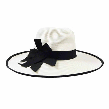Elegant Wide Brim Straw Hat - Large and Extra-Large Size Safari Hat Jeanne Simmons Accessories js8001whL White Large (59 cm)