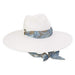 Extra Wide Brim White Sun Hat with Silky Chin Tie - Caribbean Joe® Safari Hat Caribbean Joe HCJ234B White Medium (57.5 cm) 