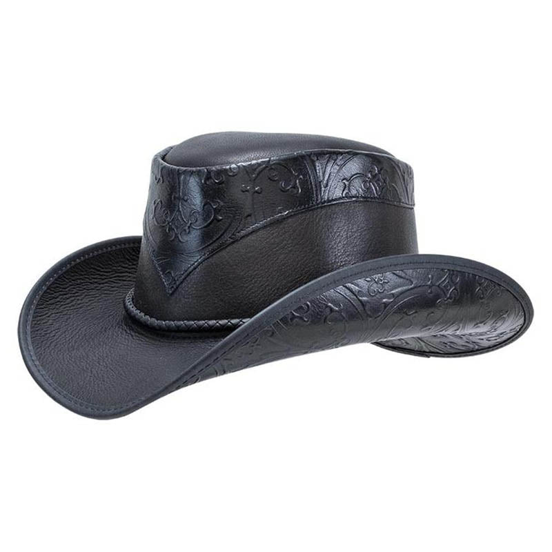 Falcon Leather Cowboy Hat up to 3XL - Double G Western Hats, USA Cowboy Hat Head'N'Home Hats  Black S (54-55 cm) 
