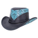 Falcon Two Tone Leather Cowboy Hat up to 3XL - Double G Hats, USA Cowboy Hat Head'N'Home Hats  Turquoise S (54-55 cm) 