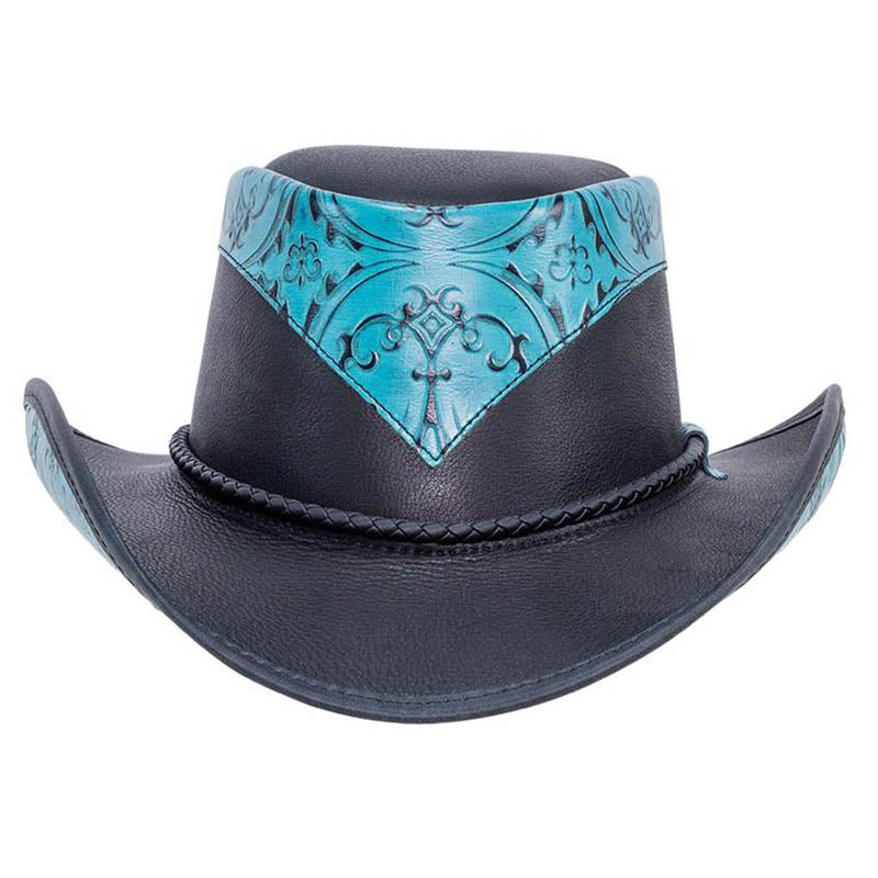 Blue /teal  with Contrast brown leather trim    and logo Hat unisex Sz L 59 cm Zeta Tau Alpha Embroidered Trucker Hat – Crown & Co main image 3