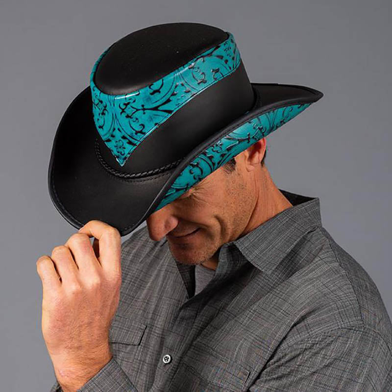 Falcon Two Tone Leather Cowboy Hat up to 3XL - Double G Hats, USA Cowboy Hat Head'N'Home Hats    