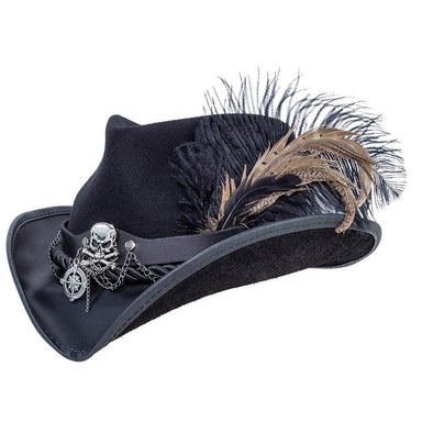Sparrow Leather Felt Pirate Hat - Steampunk Hatter, USA Cowboy Hat Head'N'Home Hats  Black S (54-55 cm) 