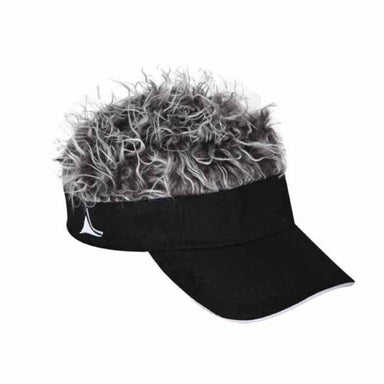 The Original Flair Hair Visor® - Cotton Sun Visor with Fake Hair Cap Concept One C1-2886 Black / Grey  