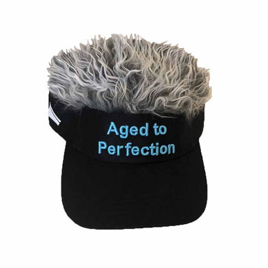 The Original Flair Hair Visor® - Aged to Perfection Fake Hair Sun Visor Cap Concept One C1-2850 Black / Grey  