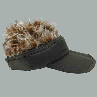 Flair Hair Foldable Sun Visor Cap with Removable Spiked Hair Cap Great hats by Karen Keith V8OLBN Olive / Brown  