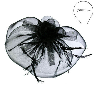 Large Mesh Flower and Feather Fascinator, Fascinator - SetarTrading Hats 