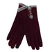 Fur Trimmed Texting Gloves with Button Accent Gloves Jeanne Simmons js7609BD Burgundy  