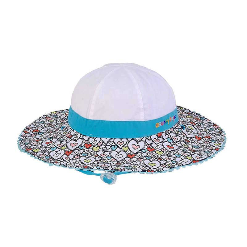 Girls Reversible Hearts Print Cotton Bucket Hat - Sunny Dayz Hat Bucket Hat Sun N Sand Hats HK233S Hearts S/M (51 cm) 