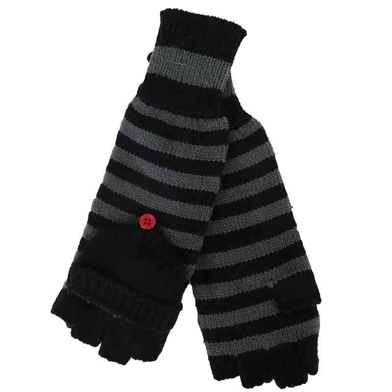 Grey and Black Striped Mittens by JSA Gloves Jeanne Simmons js7000 Black and Grey  
