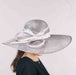 Two Tone Grey and White Sinamay Hat with Long Quill - KaKyCO Dress Hat KaKyCO 117139-165.01 Grey and White  