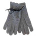 Grey Knit Gloves with Suede Tie by JSA - Small Gloves Jeanne Simmons js7645 Light Grey  