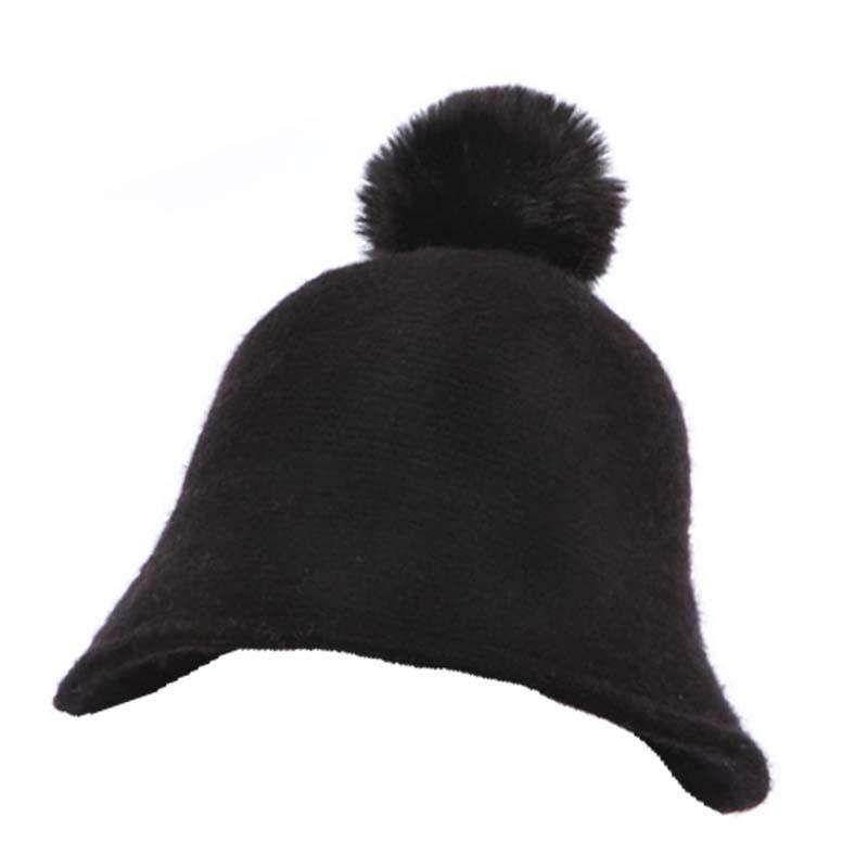 Wool Cloche with Pom Pom Beanie Something Special Hat gy5649BK Black  