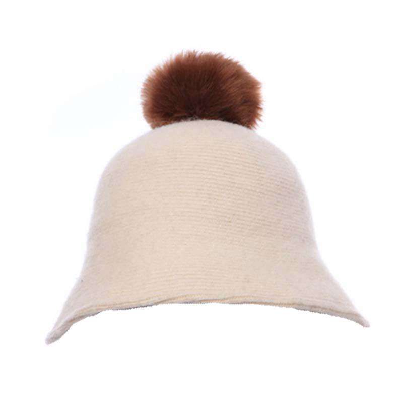 Wool Cloche with Pom Pom Beanie Something Special Hat gy5649WW Winter White  