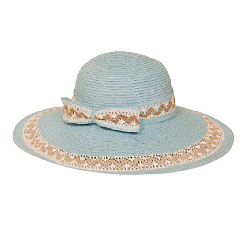 Lace Trimmed Summer Floppy Hat Floppy Hat Something Special Hat GY5538BL Blue  
