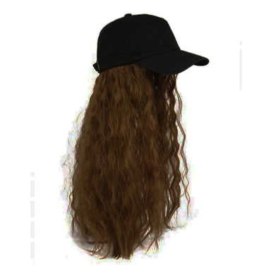 Baseball Cap with Hair Extension - Black Cap Epoch Hats WIG4126bk Black  