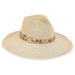 Embroidered Floral Band Safari Hat with Glitzy Crown - Caribbean Joe® Safari Hat Caribbean Joe HH191A nat Natural Medium (57 cm) 