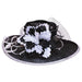 Sinamay Derby Hat with Silky Flower Accent Dress Hat Something Special Hat HF2583BW Black and White  