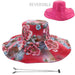 Reversible Sun Hat - Floral Print and Solid Color Wide Brim Sun Hat Something Special LA hft1107fc Fuchsia  