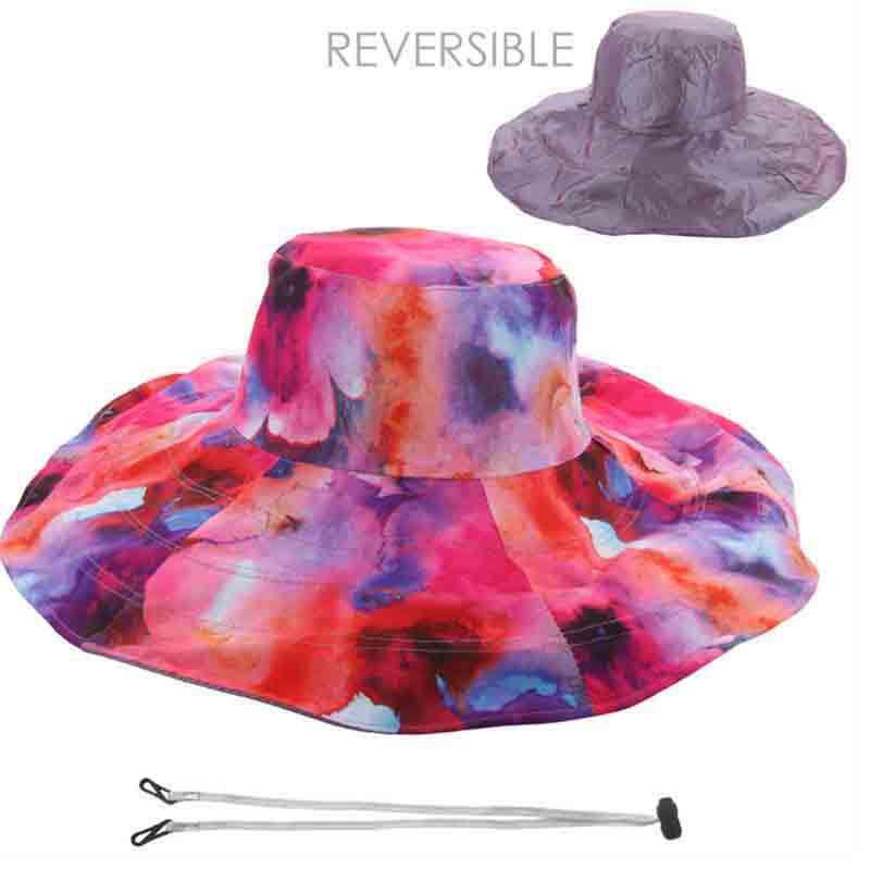 Reversible Sun Hat - Floral Print and Solid Color Wide Brim Sun Hat Something Special LA hft1107lv Lavender  