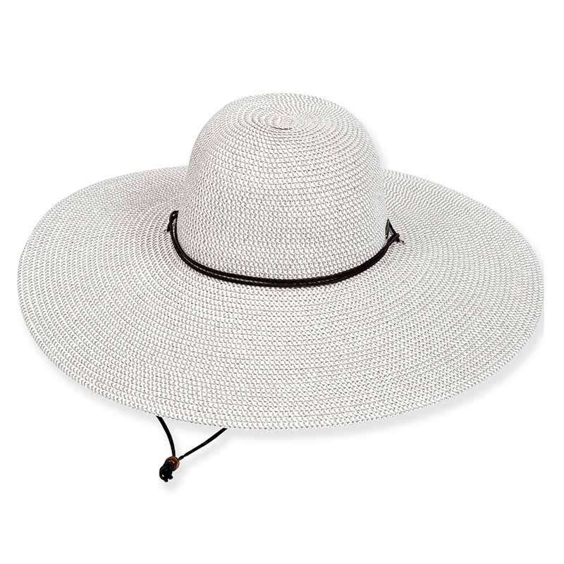 XL Size Women's Hats: Sun Hat with Leatherette Tie - Sun 'n' Sand Hats White / Extra-Large (61 cm)