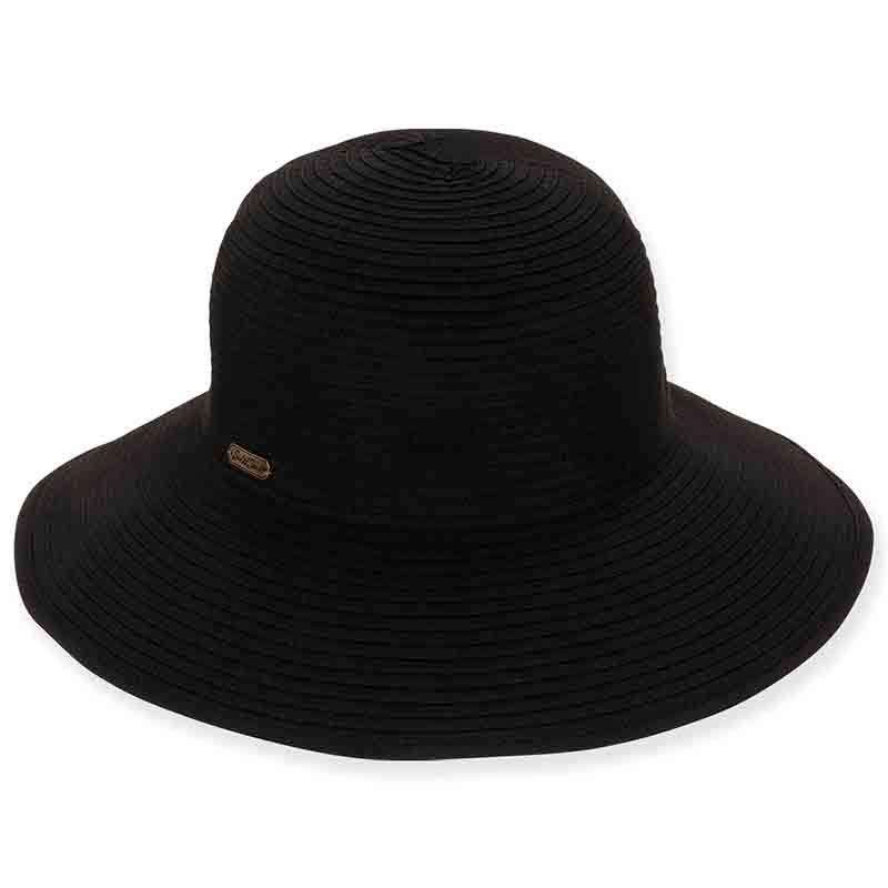 Sewn Ribbon Packable Shapeable Sun Hat - Sun 'N' Sand Hats Wide Brim Hat Sun N Sand Hats HH1439A bk Black Medium (57 cm) 