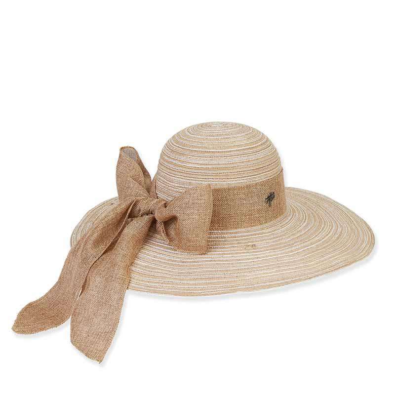 Linen Scarf Polybraid Wide Brim Sun Hat - Sun 'N' Sand Hats Wide Brim Sun Hat Sun N Sand Hats HH1480A nt Natural  