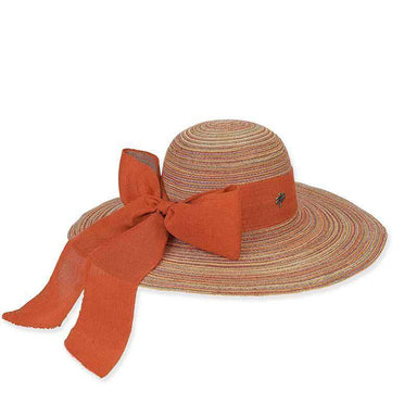 Linen Scarf Polybraid Wide Brim Sun Hat - Sun 'N' Sand Hats Wide Brim Sun Hat Sun N Sand Hats HH1480B ss Sunset  