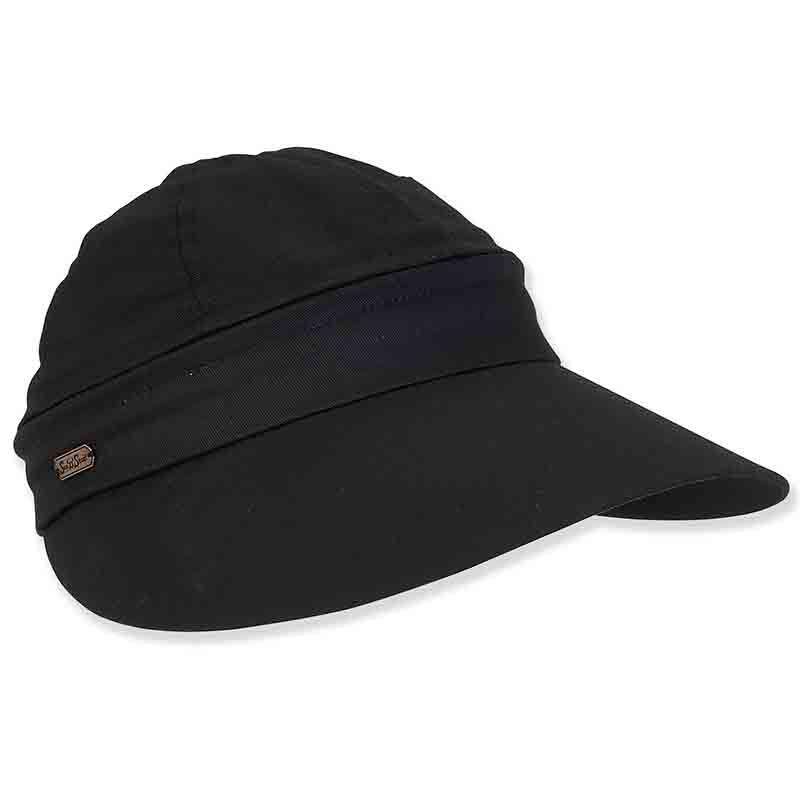 Detachable Crown Cotton Sun Visor Cap - Sun 'N' Sand Hats Cap Sun N Sand Hats hh1578bk Black Medium (57 cm) 