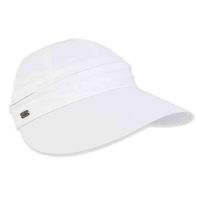 Detachable Crown Cotton Sun Visor Cap - Sun 'N' Sand Hats Cap Sun N Sand Hats hh1578wh White Medium (57 cm) 