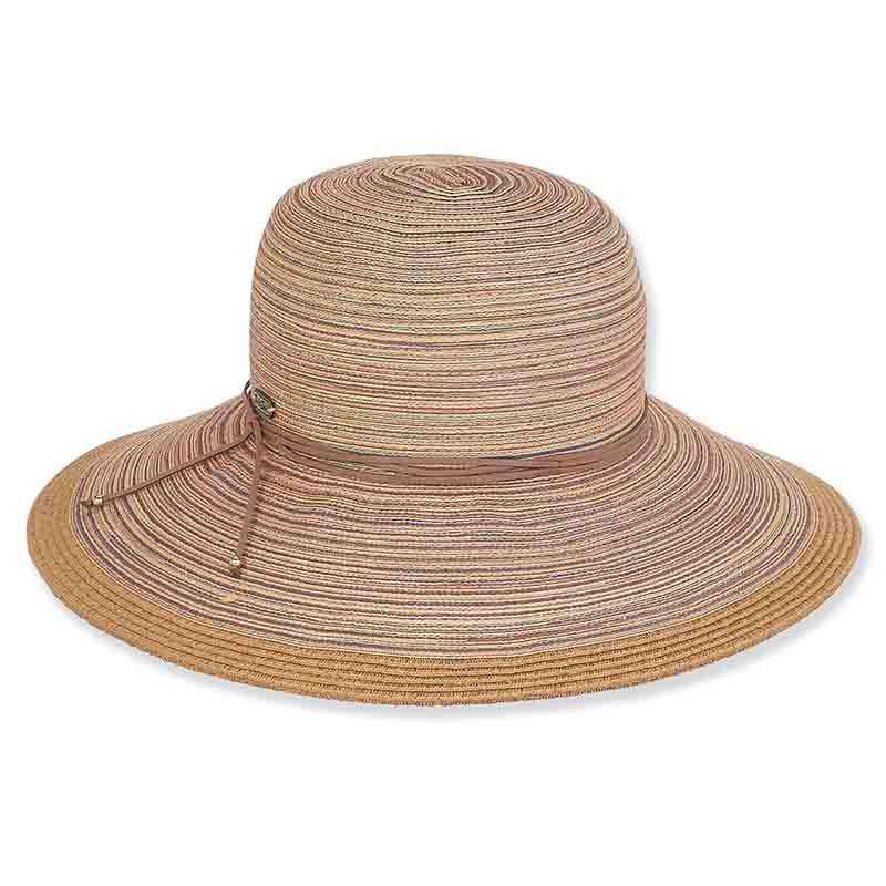 Multi Tone Polybraid Sun Hat - Sun 'N' Sand Hats Wide Brim Hat Sun N Sand Hats HH1859A or Orange Sunset Medium (57 cm) 
