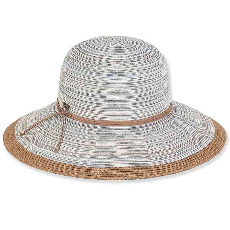 Multi Tone Polybraid Sun Hat - Sun 'N' Sand Hats Wide Brim Hat Sun N Sand Hats HH1859B bl Slate Blue Medium (57 cm) 