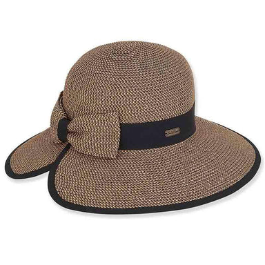 Split Brim Sun Hat with Straw Bow - Sun 'N' Sand Hats Wide Brim Hat Sun N Sand Hats HH1608A bk Rust tweed Medium (57 cm) 