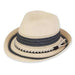 Striped Crown Fedora Hat with Braided Suede Band - Sun 'N' Sand Hats Fedora Hat Sun N Sand Hats HH1644A bk Natural / Black Medium (57 cm) 