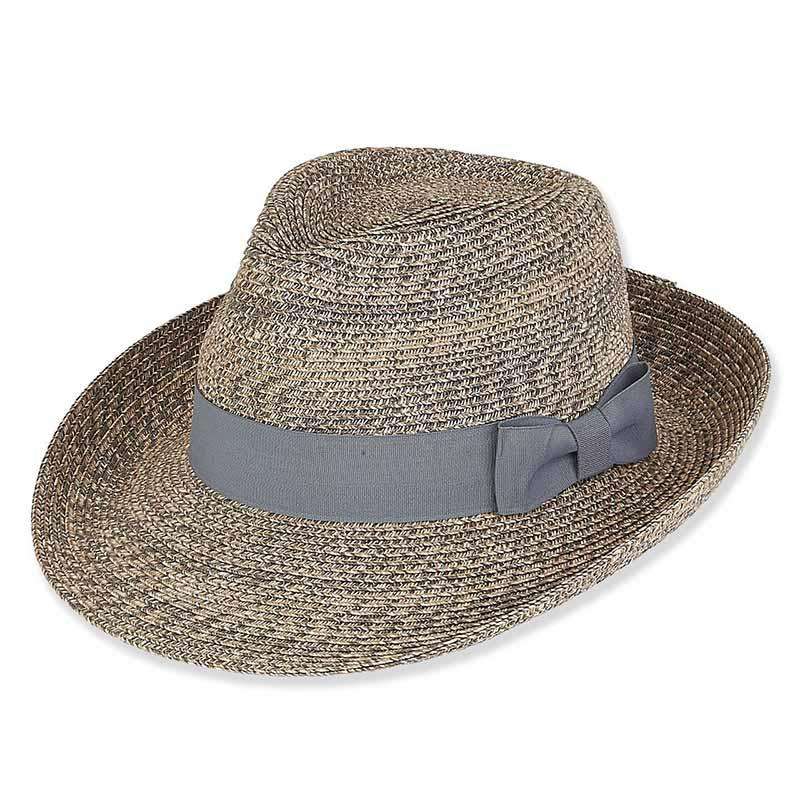 Multitone Tweed Summer Fedora Hat - Sun 'N' Sand Hats Fedora Hat Sun N Sand Hats HH1657C gy Grey Heather Medium (57 cm) 
